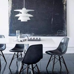 Wielowarstwowa biała lampa wisząca w stylu skandynawskim