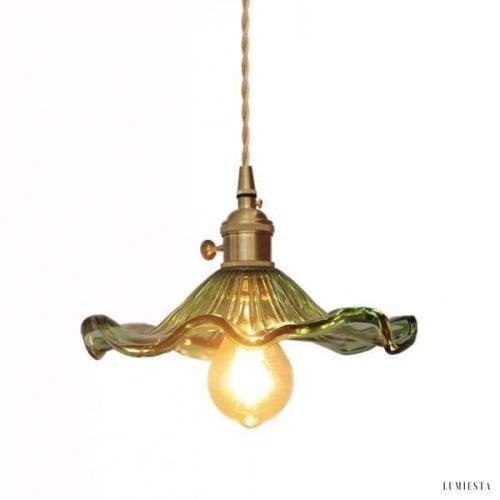 Szklana lampa wisząca retro z kwiatem hibiskusa 23 cm