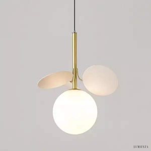 Wielokolorowa lampa wisząca szklana kula w designie liścia