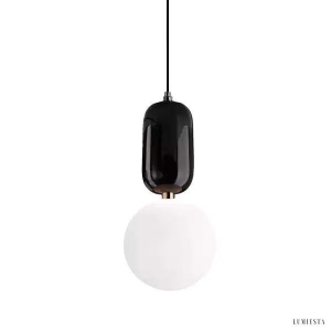 Lora - Lampa wisząca ze szkła w nowoczesnym stylu, biały/czarny/złoty, Ø15/25/30cm, 1-punktowa