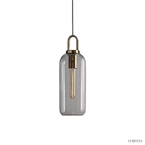 Szklana lampa wisząca w stylu retro z miedzianym wykończeniem