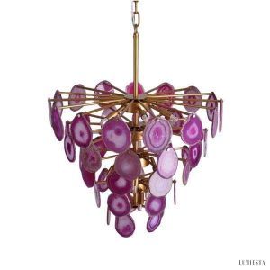 Luksusowa lampa wisząca z agatowych plastrów w stylu nowoczesnym