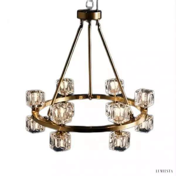 Lampa wisząca kryształowa w stylu minimalistycznym złota