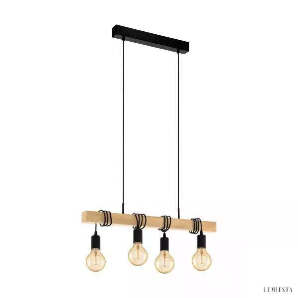 Lampa wisząca drewniana Townshend 4 punkty świetlne