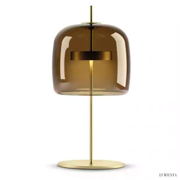 Lampka stołowa Jube szklana retro z metalowym wykończeniem