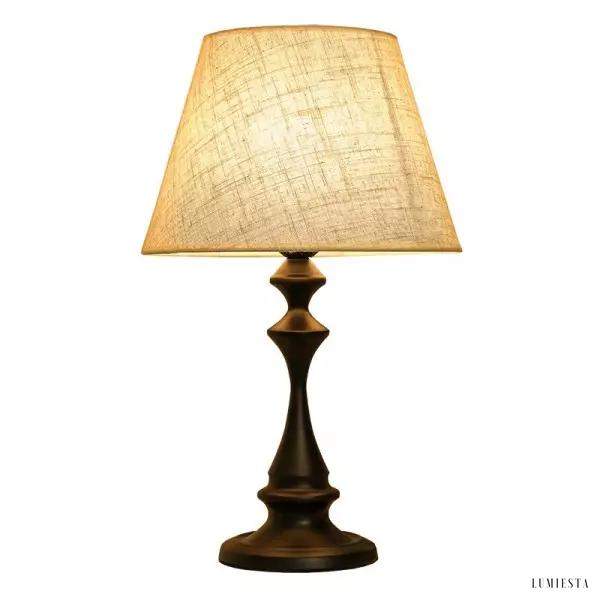 Elegancka lampa stołowa z lnianym abażurem w białym kolorze
