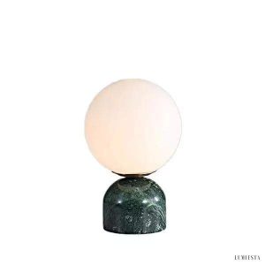 Lampa stołowa z marmurową podstawą i opalowym kloszem