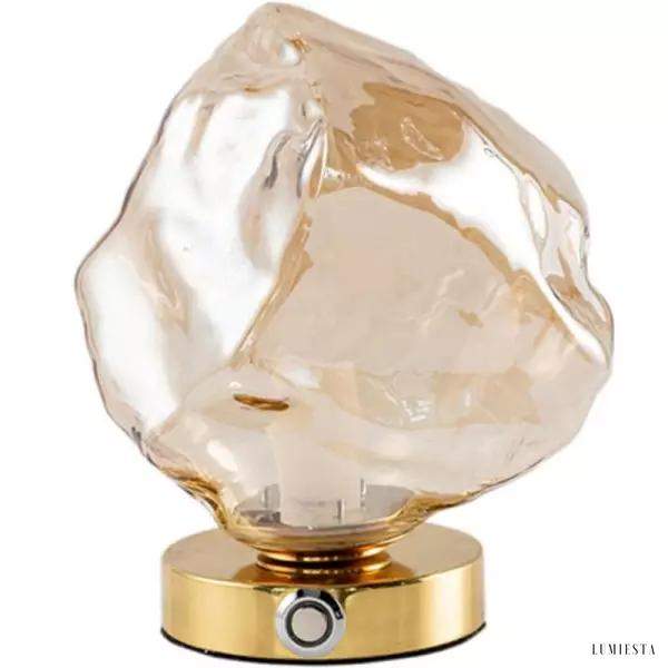 Lampa stołowa retro lava z unikalnym kloszem złotym