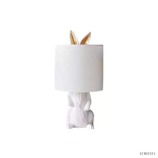 Lampka stołowa z króliczkiem ceramiczna dekoracja do wnętrz