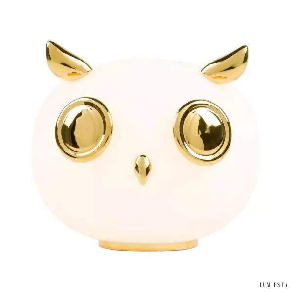 Lampa stołowa Pet Light w kształcie sowy z opalowego szkła