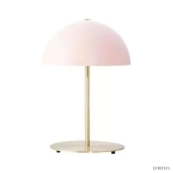 Lampa stołowa Hanna różowa z kopułowym kloszem