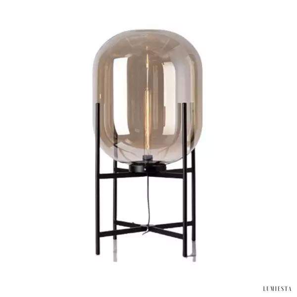 Oda - Lampa podłogowa szklana kula na metalowej podstawie,  Ø26/37/48cm