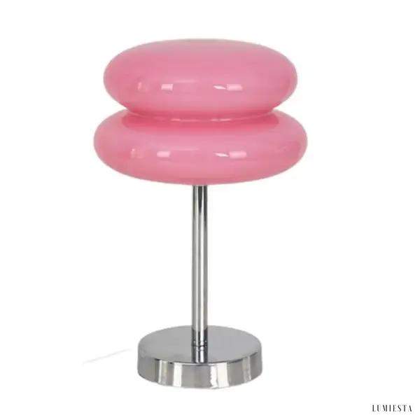 Lampka stołowa Bauhaus w stylu nowoczesnym różowa szkło