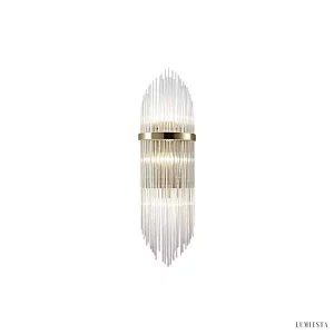 Kryształowa lampa ścienna w stylu art deco z mosiężnymi detalami