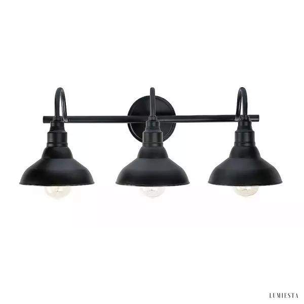 Lampy ścienne trzy punkty czarna metalowa lampa przemysłowa