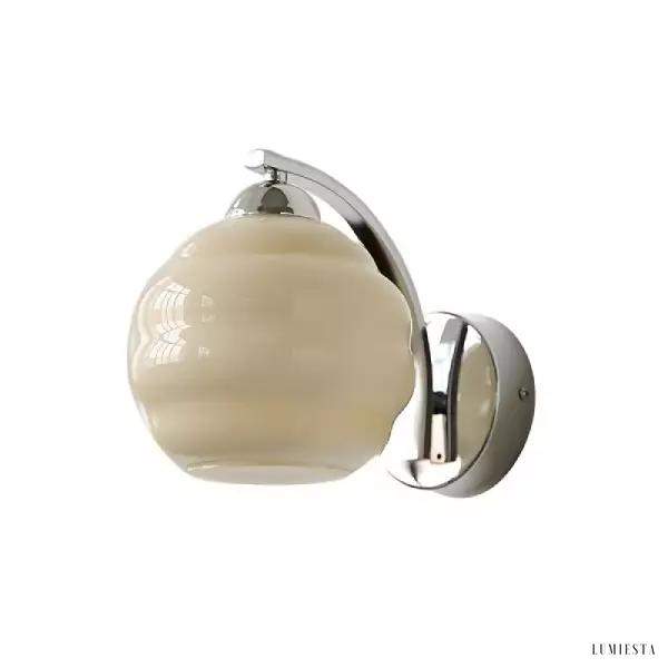 Lampka ścienna z mlecznym szkłem w stylu vintage z złotymi akcentami