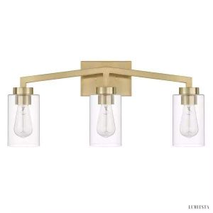 Lampa ścienna industrialna mosiężna z trzema kloszami