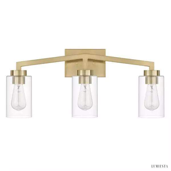 Lampa ścienna industrialna mosiężna z trzema kloszami