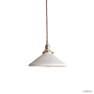 Lampa wisząca z ceramiki w kształcie plisowanej spódnicy
