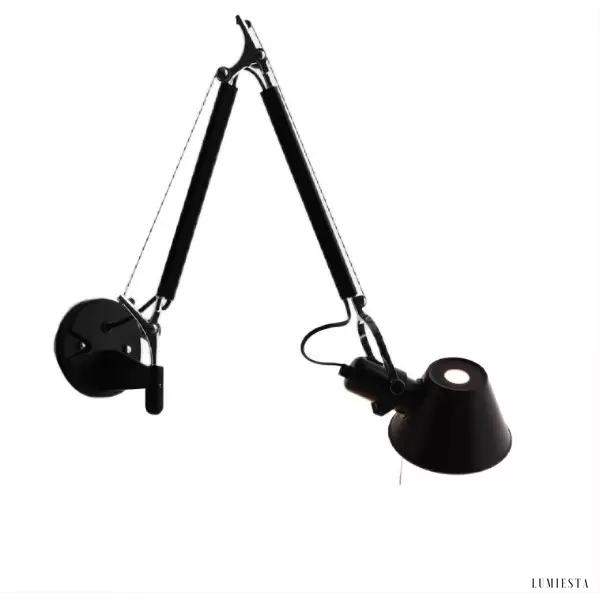 Czarna teleskopowa lampa ścienna obrotowa styl nowoczesny