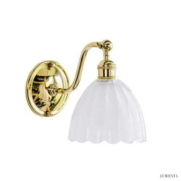 Lampka ścienna retro z mosiądzu i szkła stylowa dekoracja