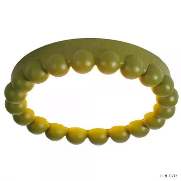 Kremowa Okrągła Lampa Sufitowa LED w Stylu Art Deco