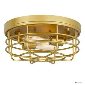 Lampa sufitowa w stylu industrialnym złota metalowa klatka