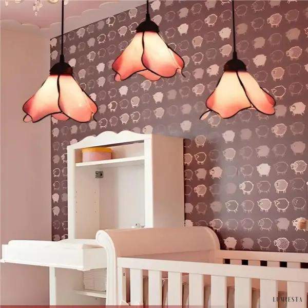 Lampa wisząca szklana w kształcie kwiatu vintage