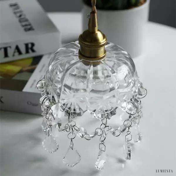 Nowoczesna lampa wisząca w kształcie misy z mosiądzu i szkła