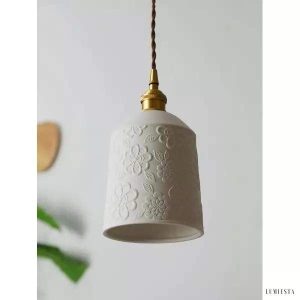 Ceramiczna lampa wisząca z kwiatowym wzorem do wnętrz