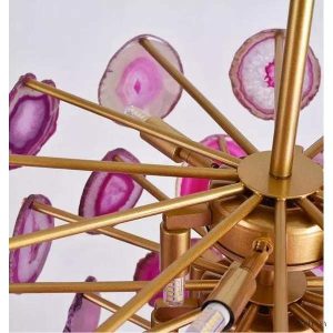 Luksusowa lampa wisząca z agatowych plastrów w stylu nowoczesnym