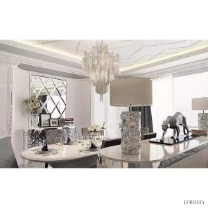 Lampa wisząca Stream z metalowych łańcuchów niklowana 60cm