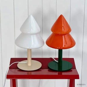 Lampka stołowa w kształcie choinki z kolorowego szkła