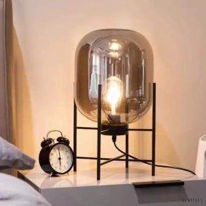 Oda - Lampa podłogowa szklana kula na metalowej podstawie,  Ø26/37/48cm