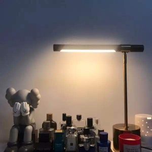 Lampka Biurkowa LED Linearna Drewno Styl Nowoczesny