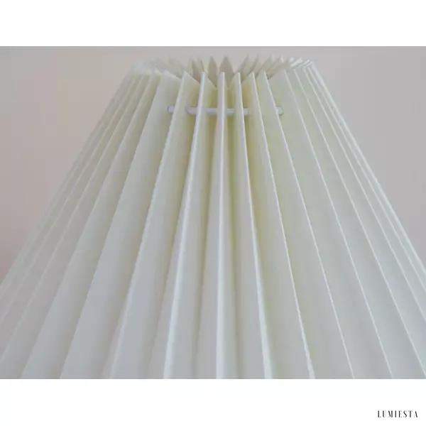 Lampa ścienna z drewna z kloszem z tkaniny kremowa