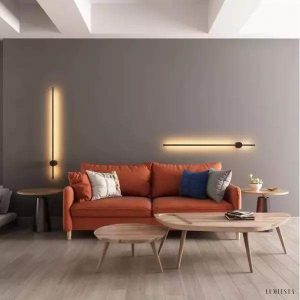 Nowoczesna czarna liniowa lampa LED naścienna do wnętrz