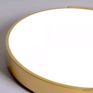 Nowoczesna okrągła lampa sufitowa LED z drewnianym akcentem