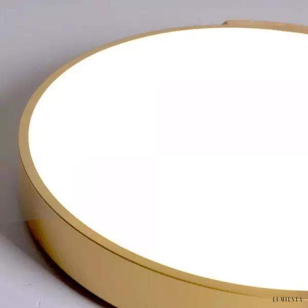 Nowoczesna okrągła lampa sufitowa LED z drewnianym akcentem