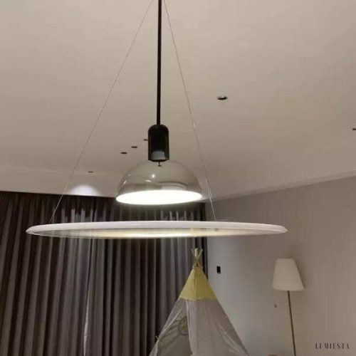Lampa wisząca Frisbi stylowa okrągła 60 cm czarna nikiel