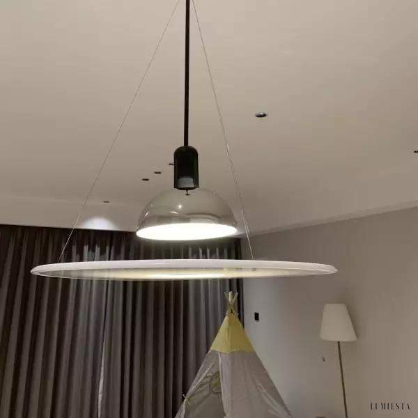 Lampa wisząca Frisbi stylowa okrągła 60 cm czarna nikiel