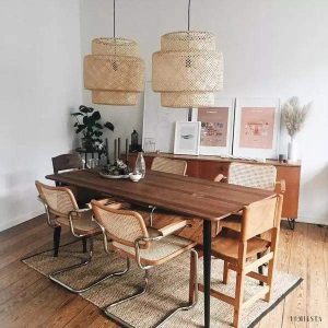 Bambusowa lampa wisząca w naturalnym stylu do wnętrz