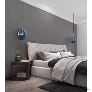 Ciemnoniebieska szklana lampa wisząca nowoczesny design
