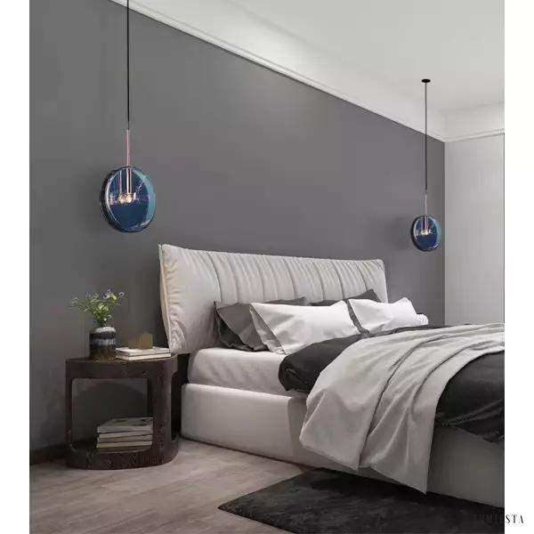 Ciemnoniebieska szklana lampa wisząca nowoczesny design