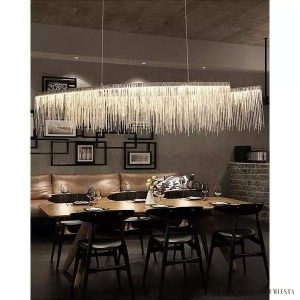 Nowoczesny żyrandol z łańcuchami aluminiowymi do salonu