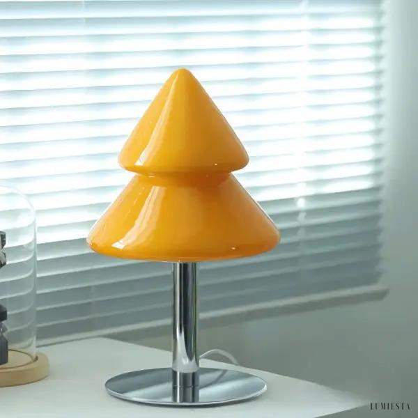 Lampka stołowa w kształcie choinki z kolorowego szkła