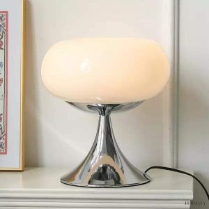 Lampa nocna Apple Glass w stylu Bauhaus z okrągłym kloszem