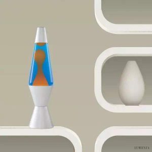 Lampa lawowa klasyczna z metalowym wykończeniem niebieska