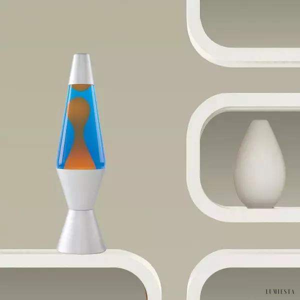 Lampa lawowa klasyczna z metalowym wykończeniem niebieska