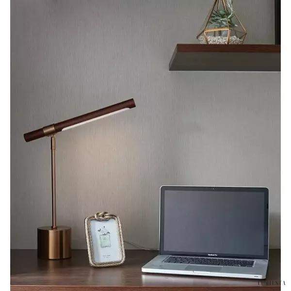 Lampka Biurkowa LED Linearna Drewno Styl Nowoczesny